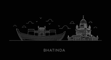 Fototapeta premium Bhatinda Cityscape Skyline Landmark Illustration
