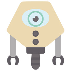 cute robot with wheel future technology flat color vector illustration template design