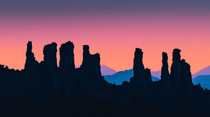 Dramatic sunset silhouette landscape