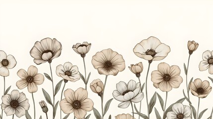 poppy flowers vector illustration