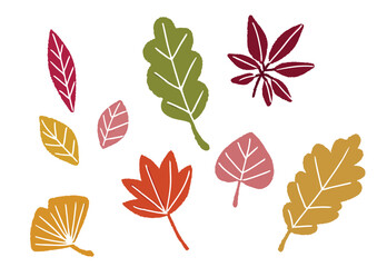 Fototapeta premium 手描きの可愛い落ち葉のイラスト