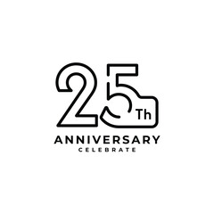 25 Th Anniversary Celebration Flat Line Vector Template Design Illustration