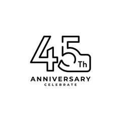 45 Th Anniversary Celebration Flat Line Vector Template Design Illustration