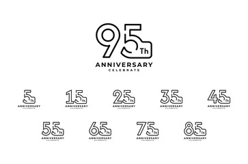95 Th Anniversary Celebration Flat Line Vector Template Design Illustration