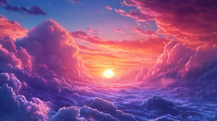 Dramatic sunset sky with colorful clouds and golden light