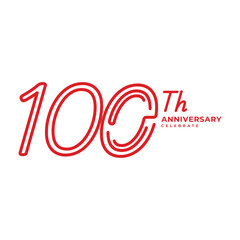 100 Th Anniversary Celebration Flat Line Vector Template Design Illustration