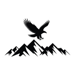 Obraz premium Eagle soaring over mountain tops Silhouette, Vector, Illustration