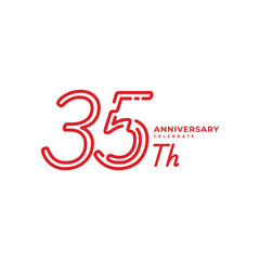 35 Th Anniversary Celebration Flat Line Vector Template Design Illustration