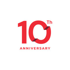 10 Th Anniversary Celebration Flat Line Vector Template Design Illustration