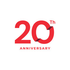 20 Th Anniversary Celebration Flat Line Vector Template Design Illustration