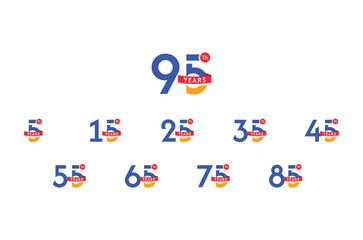 95 Years Anniversary Celebration Blue Vector Template Design Illustration