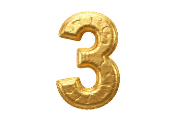 Naklejka premium Shiny gold number 3 balloon celebrates success