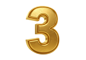 Shiny golden number 3 for celebration and success
