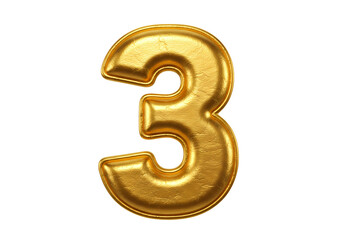 Shiny golden number three for celebration and success