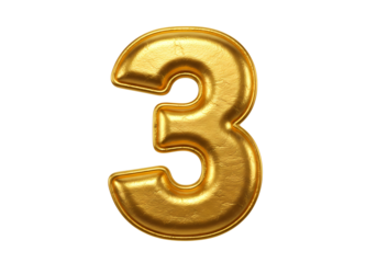 Shiny golden number three for celebration and success