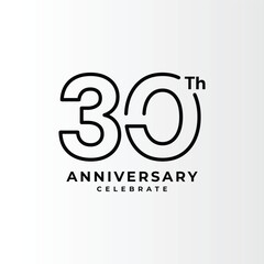 Obraz premium 30 Th Anniversary Celebration Black Line Vector Template Design Illustration
