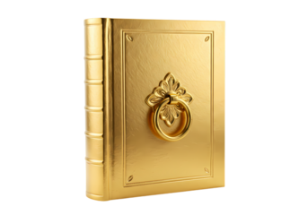 Elegant gold ancient book with ornate ring detail