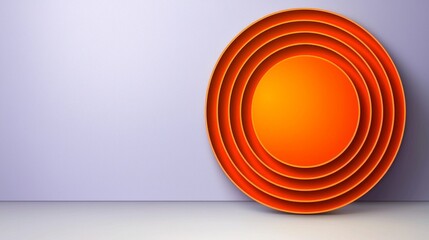 Fototapeta premium Orange Circles Display on Light Gray Wall