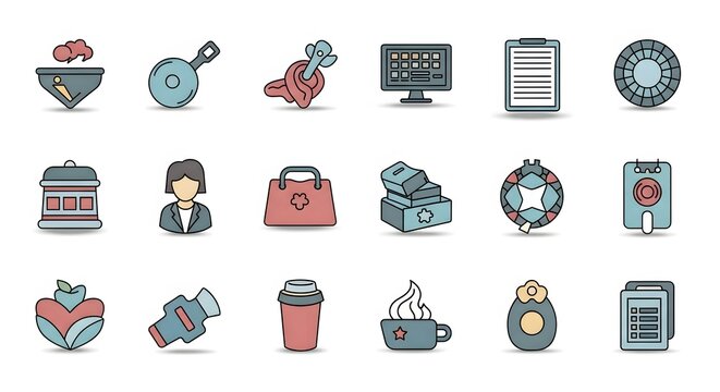 Stylish Vector Flat Icons Collection

