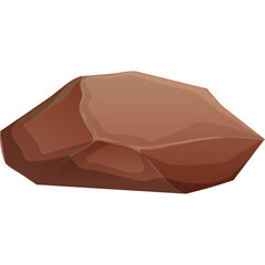 A Simple Isolated Illustration of a Brown Rock with a Transparent Background in a Vector Graphic Style