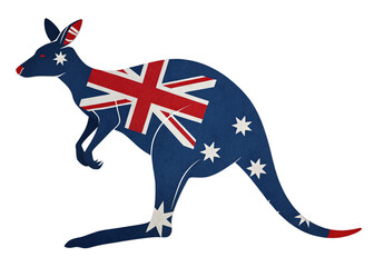 Kangaroo made by Australia flag isolated on white background 2