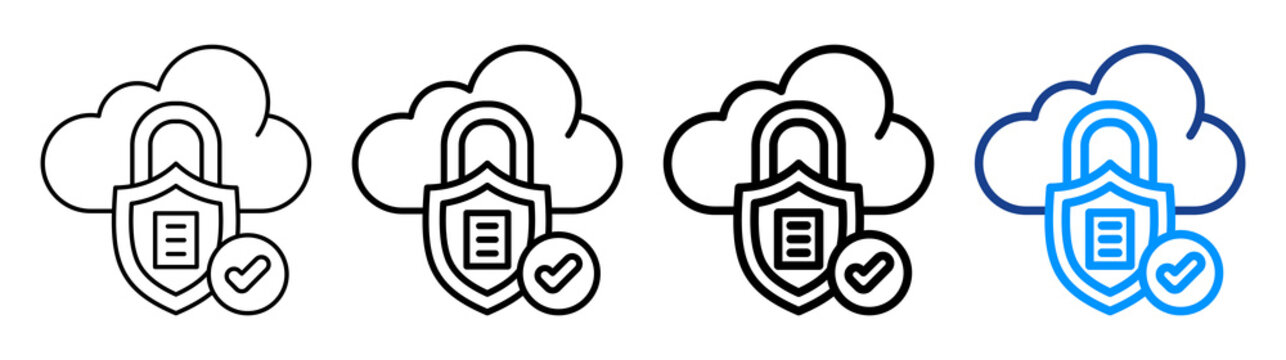 Cloud Security Icon Different Style Outline Collection Set