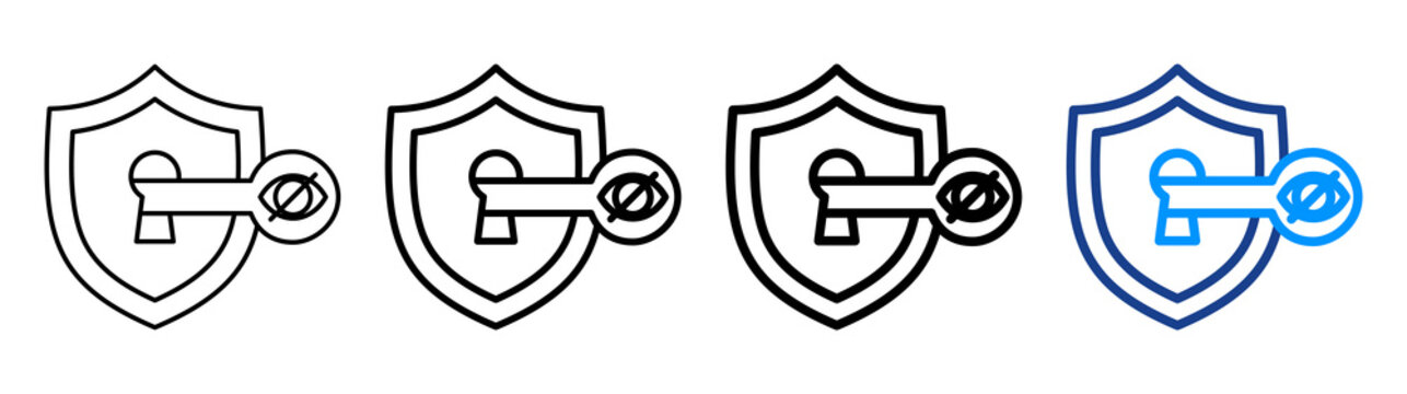 Private Key Icon Different Style Outline Collection Set