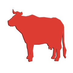 Black and red bull vector silhouette illustration of livestock animal isolated on white