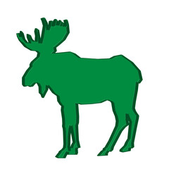 Vector silhouette illustration of a wild deer or reindeer with antlers on a white background, suitable for nature and Christmas themes