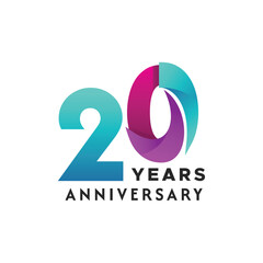 20 Years Anniversary Celebration Gradient Vector Template Design Illustration