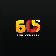 Obraz premium 60 Th Anniversary Celebration Gradient Vector Template Design Illustration