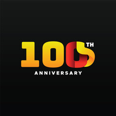 100 Th Anniversary Celebration Gradient Vector Template Design Illustration