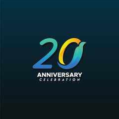 20 Th Anniversary Celebration Gradient Vector Template Design Illustration