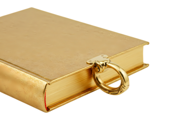 Luxury gold book with ornate latch, treasure of knowledge