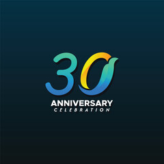 30 Th Anniversary Celebration Gradient Vector Template Design Illustration