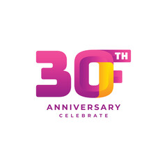 30 Th Anniversary Celebration Gradient Vector Template Design Illustration