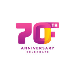 70 Th Anniversary Celebration Gradient Vector Template Design Illustration