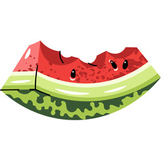 A Bite Taken Out Of A Pixelated Slice Of Watermelon With Black Seeds Visible On A Transparent Background A Retro Digital Art Illustration