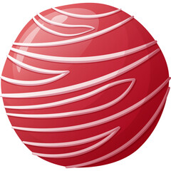 A Red Sphere With White Swirls Candy Or Sweet With A Transparent Background And A Cartoon Style Illustration