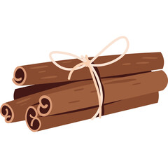 A Bundle of Cinnamon Sticks Tied Together With Twine On A Transparent Background