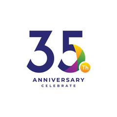 35 Th Anniversary Celebration Gradient Vector Template Design Illustration