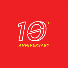 10 Th Anniversary Celebration Flat Line Vector Template Design Illustration
