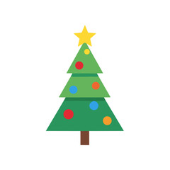 Fototapeta premium Colorful decorative Christmas tree with star on top 