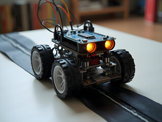 Fototapeta premium Line‑following robot in action
