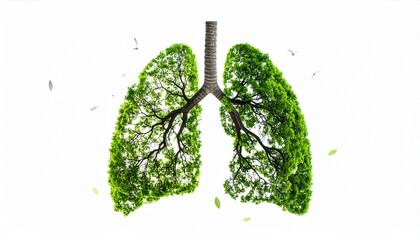 Lungs as a Tree Symbolizing Nature's Vitality and Environmental Health Awareness