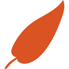 A Simple Orange Leaf Shape On A Transparent Background With A Small Stem Detailed Silhouette Graphics