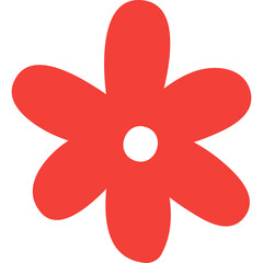 A Simple Red Flower With A White Center Isolated On A Transparent Background Minimalist Vector Illustration