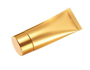 Luxury Gold Cosmetic Tube with Cap Isolated on Transparent Background PNG