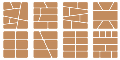 6 photo collage mockup frame. Image collage layout template set. Photo album or memory wall idea for banner, poster, mockup, flyer, brochure. Vector illustration