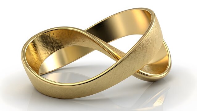 Elegant gold ring with an infinity symbol design on a white background